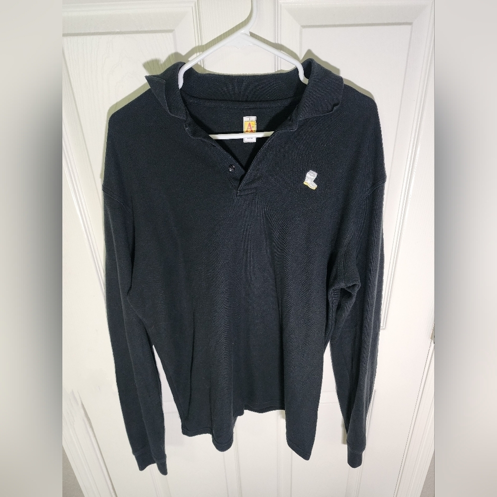Mens Long Sleeve Polo Pullover Shirt Large